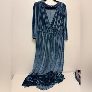 Baltic Born Teal Velvet Long Sleeve Dress